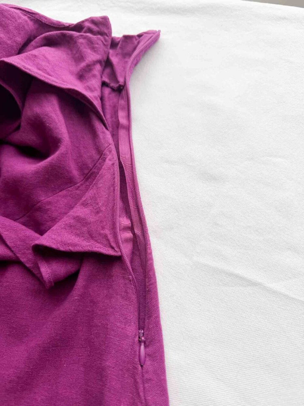 ZARA Linen Blend Ruffle Maxi Dress L Fuchsia Pink Front Slit Adjustable Straps - Picture 10 of 16